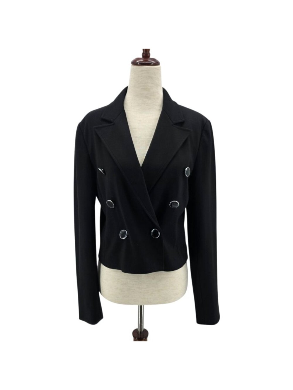 NEW Truth by Republic Womens 4 Jacket Cropped Blazer Black Long Sleeve Preppy
